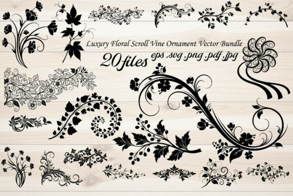 Download Luxury Floral Scroll Vine Ornament - Scroll Collection