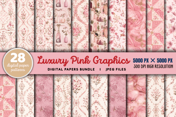 Download Luxury Pink Digital Paper Bundle - Pink Collection